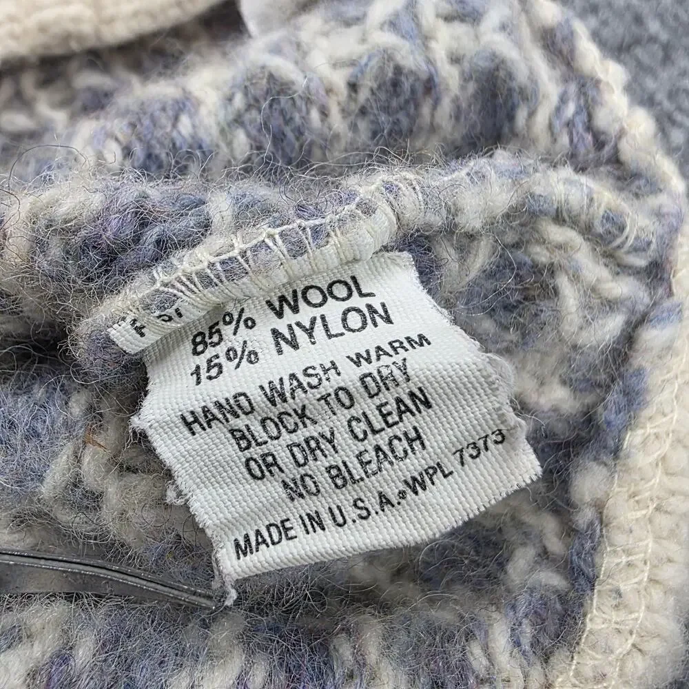 Vintage LL Bean Sweater Womens Small Blue Check Wool Button Cardigan Knit USA - Picture 13 of 13